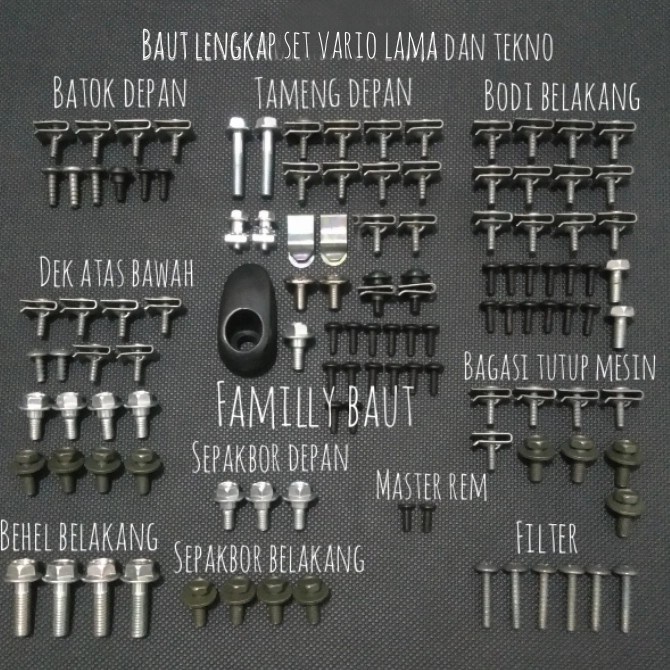 baut lengkap full body vario 110karbu dan vario tekno110