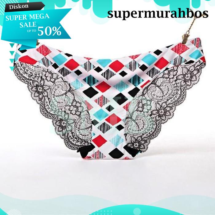 CD.981.KXI - CELANA DALAM SEXY LYCRA+LACE MOTIF KOTAK KOTAK PRODUK TERBAIK !!
