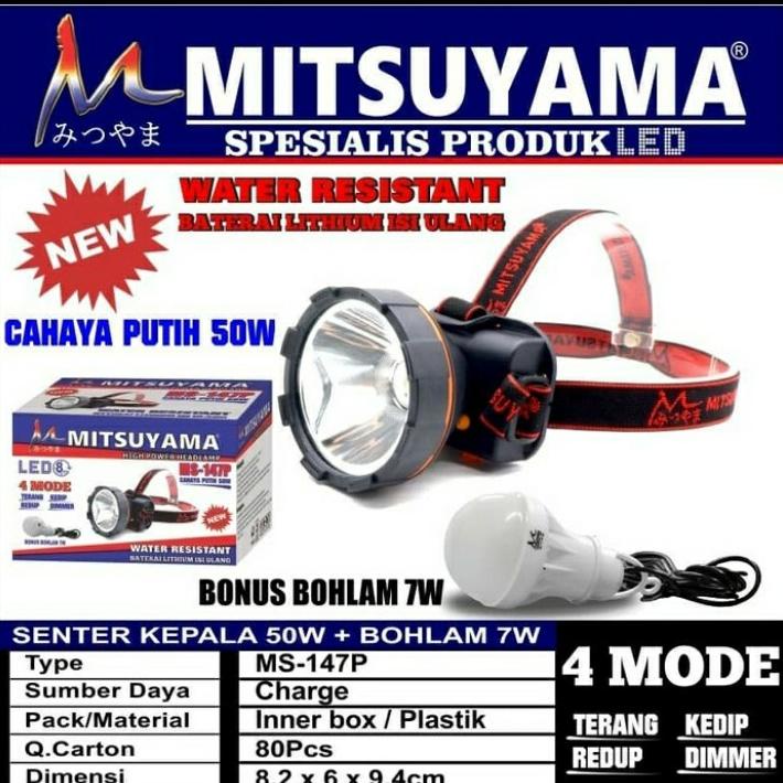 Sale CodSenter Kepala Selam Diving 80 Watt Mitsuyama Ms-216P/K / Head Lamp Diving 80Watt / Senter Ke
