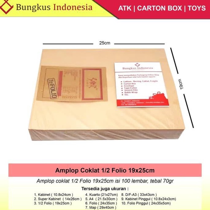 

Ready stock Amplop Coklat 1/2 Folio ( 19x25cm ) Q9Y