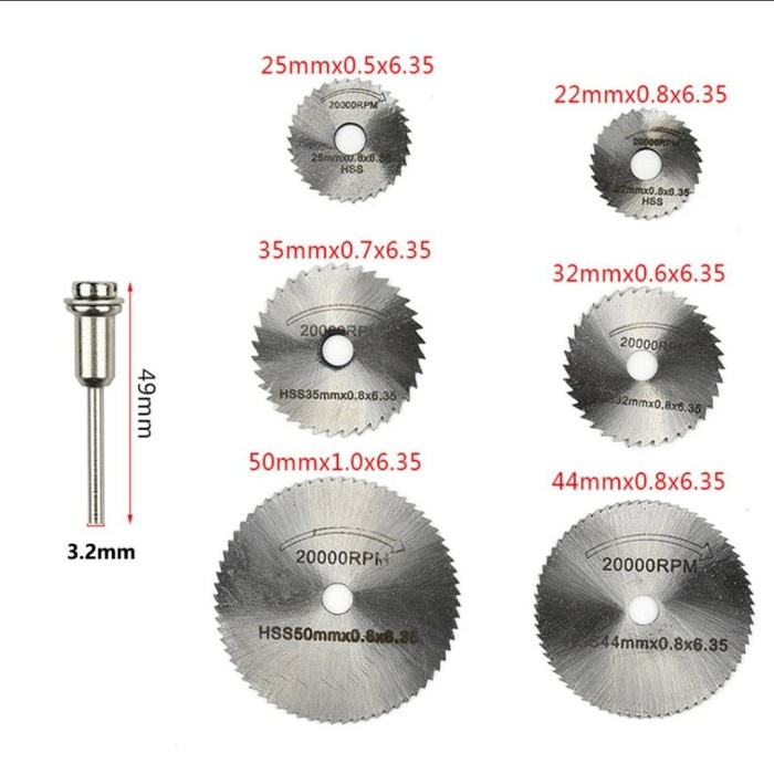 7PCS MATA GERINDA POTONG MINI CUTTING WHEEL BOR TUNER TUNNER CUNER terlaris