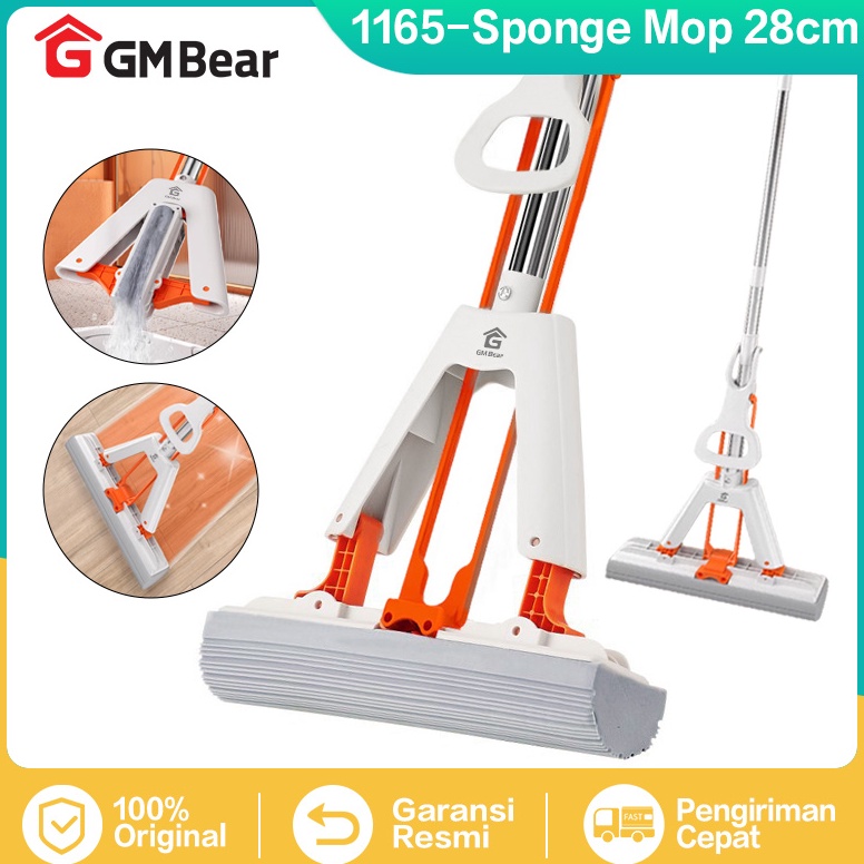 Terbaru.. GM Bear Alat Pel Lantai Spons 1165 - Sponge Mop 28cm Alat Pel Lantai Karet Praktis