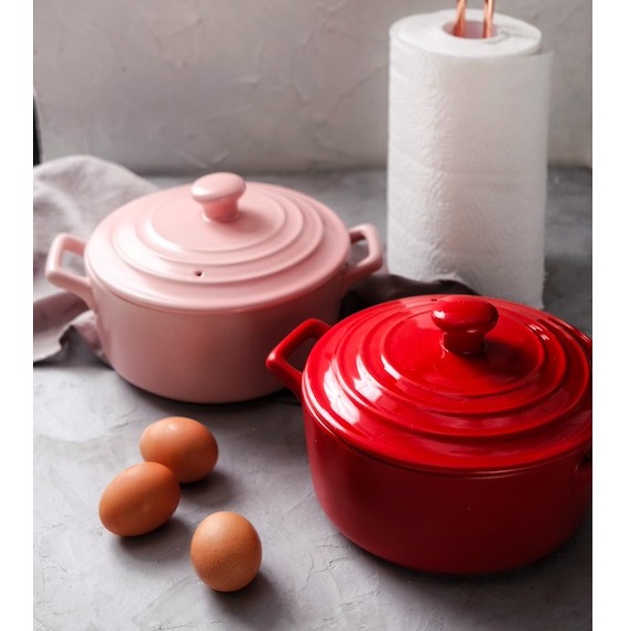 Ceramic Pot  - Casserole Ready Warna Pink Kompor panci Panci Ceramic