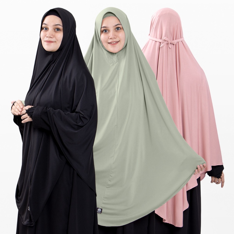 LC99AP61 Bajuyuli Khimar Jilbab Bergo Maryam Syari Jumbo Polos Jersey Soft Pet Pad - Salem - Premium