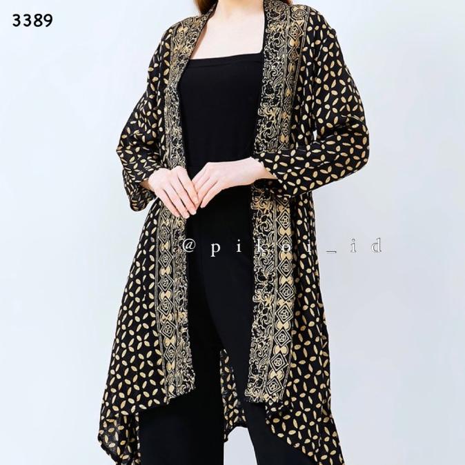 Outer batik panjang wanita / cardigan batik viscos doby lengan panjang