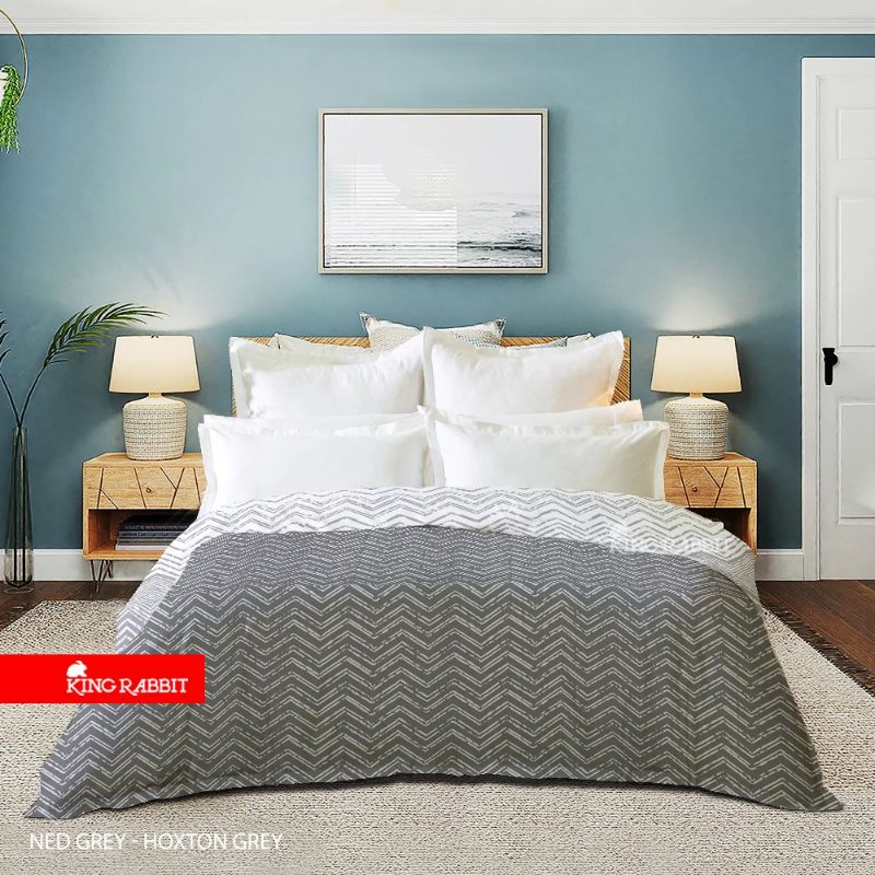 King Rabbit Reserve Bed Cover Single Motif Ned Grey