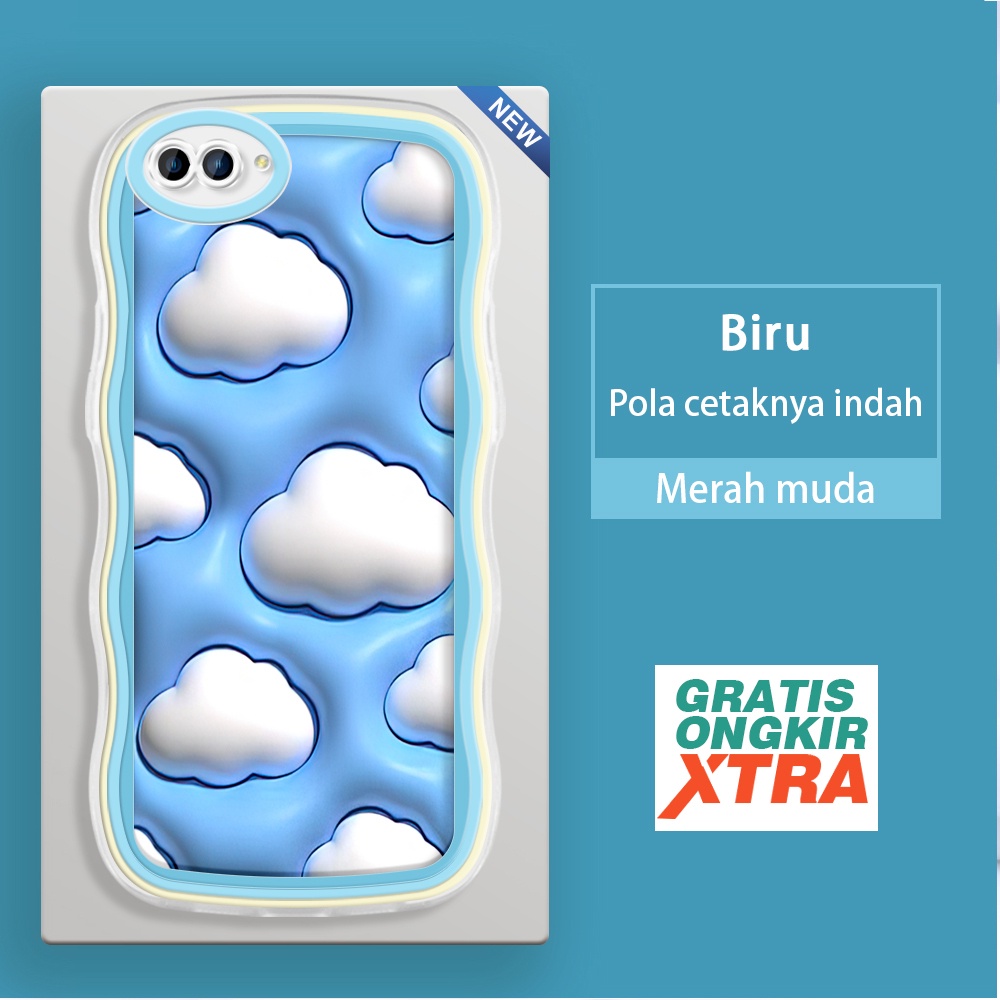 OPPO NEO 9 A3S A5 A7 A5S A9 2020 A12 A12S A12E  Casing Ponsel  Langit biru dan awan putih 3D  warna-