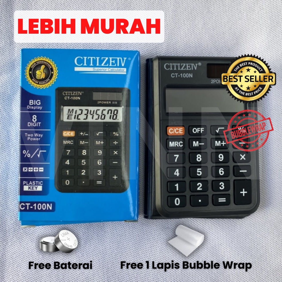 

Termurah Kalkulator Calculator CITIZEN CT-100N 8 Digit Murah - Kalkulator Sekolah Saku Kecil - Kalkulator Praktis - Kalkulator Mini - Kalkulator Matematika