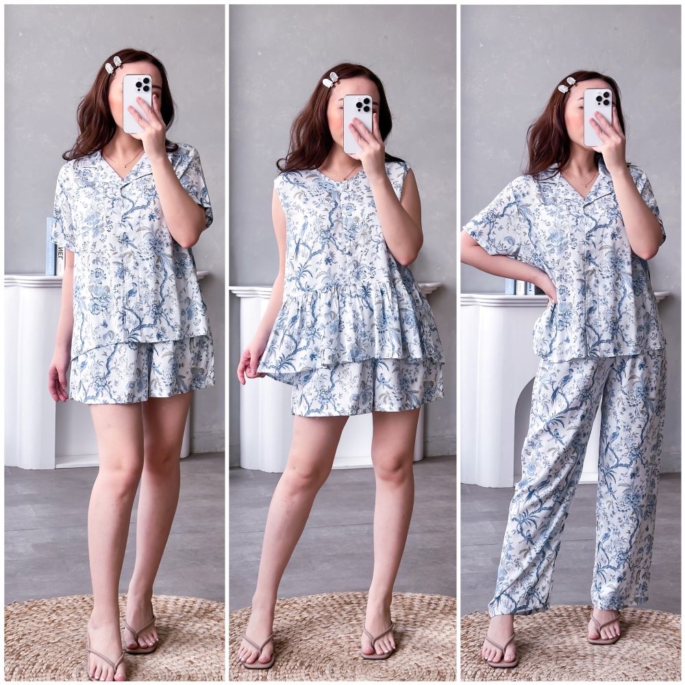 Baju Tidur Wanita Dewasa Setelan Sexy Terbaru Lengan Panjang Kimono 2In1 Kekinian Dress Pakaian Ibu 
