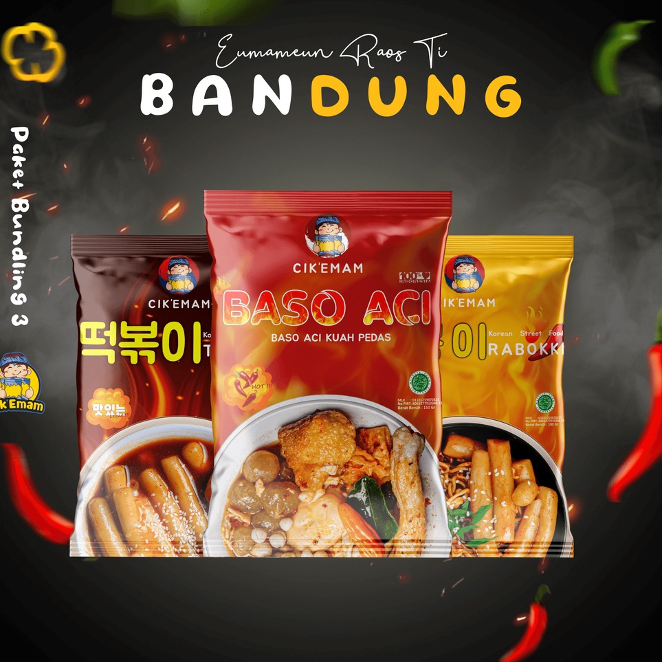 

★★★★ Cik’Emam – Paket Bundling 3 - Rabokki Topokki Baso Aci - Ramen Tteokbokki Boci - Pedas Gurih Sambal Gochujang - Korean Food Halal Cikemam Terlaris