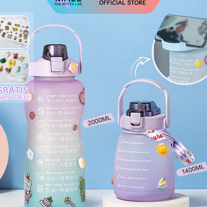 [G-P♪☑6) Bottle Big Belly / Botol Minum Stiker Lucu 2D 3D 1,4 L 2 Liter Korea Viral/ berkuaalitas.