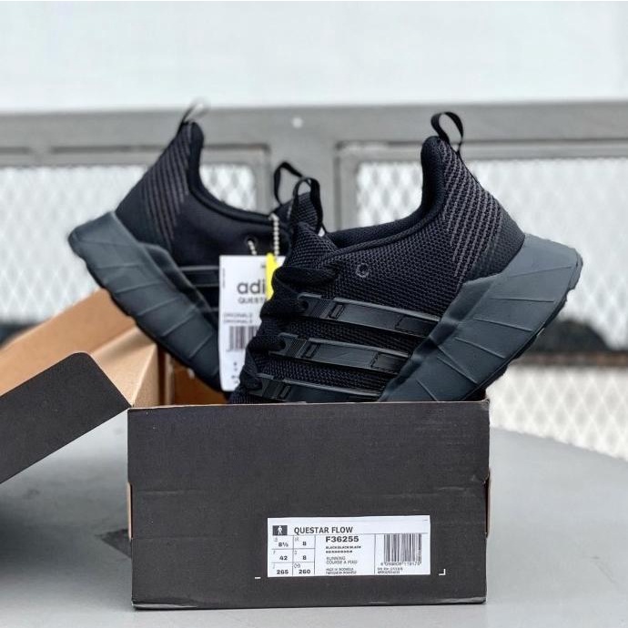 Sepatu Pria Adidas Running Olahraga Jogging Sekolah Hitam Original