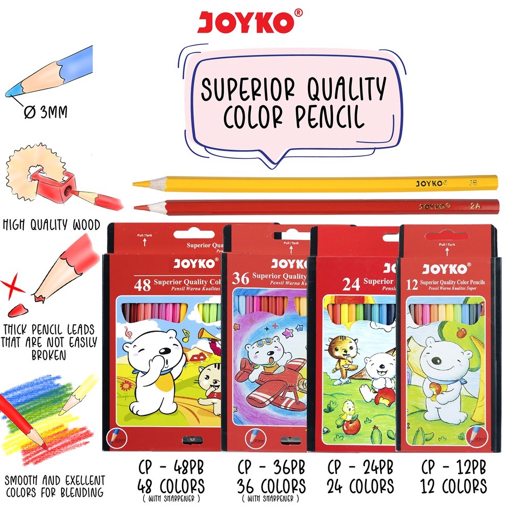 

[WNV ✉㊖> Joyko Pensil Warna Superior Quality Color Pencils Hexagonal Grip PB - pasti.dikiriim..!