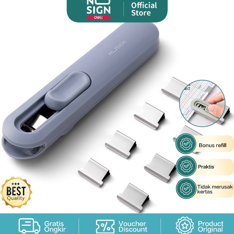 

(HDE ➛➛) Nusign Fastener / Binder Clip / Penjepit Kertas Otomatis Gratis 8 Buah Clip NS085 / langsung.kirim.!!