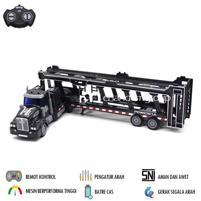 Mainan Mobil Remot Kontrol RC Truk Kontainer Trailer Towing Derek