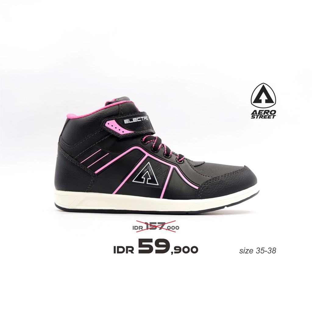 Aerostreet 35-38 Electro Black Pink - Sepatu Sneakers Casual Sport Sekolah Pria Wanita Aero Street