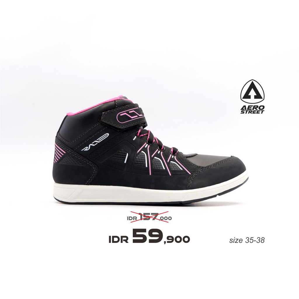 Aerostreet 35-38 Raid Black Pink - Sepatu Sneakers Casual Sport Sekolah Pria Wanita Aero Street