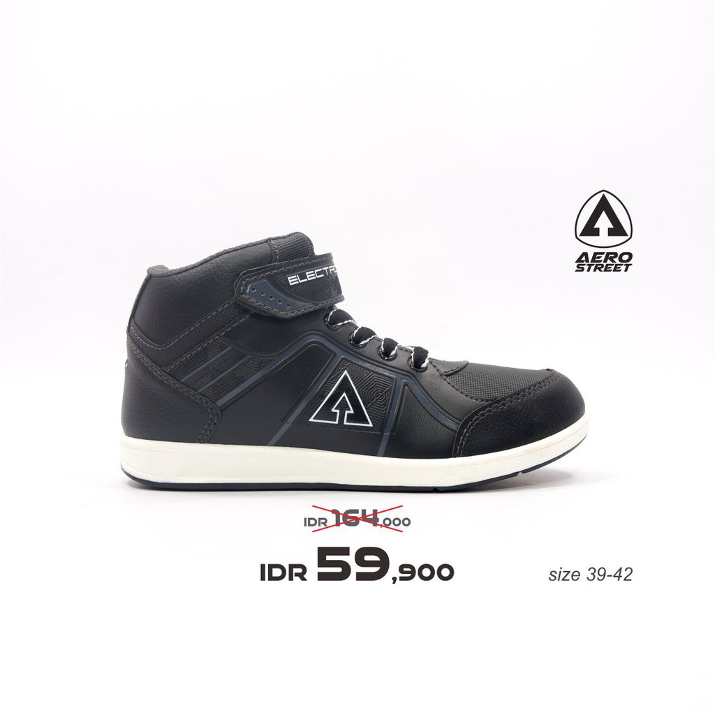 Aerostreet 39-42 Electro Black Grey - Sepatu Sneakers Casual Sport Sekolah Pria Wanita Aero Street