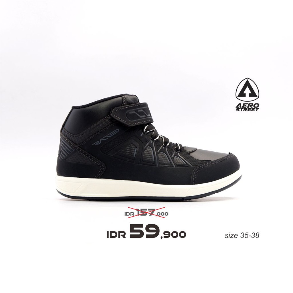Aerostreet 35-38 Raid Black - Sepatu Sneakers Casual Sport Sekolah Pria Wanita Aero Street
