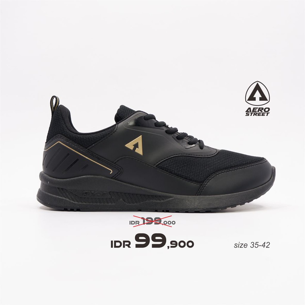 Aerostreet 35-42 Tiger Hitam Emas - Sepatu Sneakers Casual Sport Sekolah Pria Wanita Aero Street