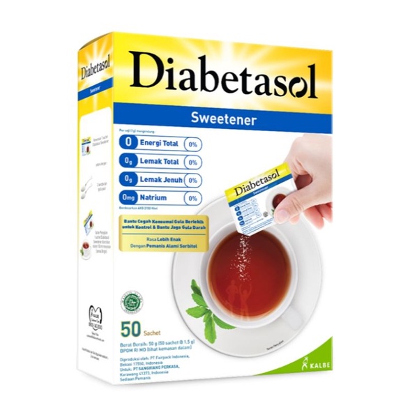 

Diabetasol sweetener gula 0 calorie 50 saset