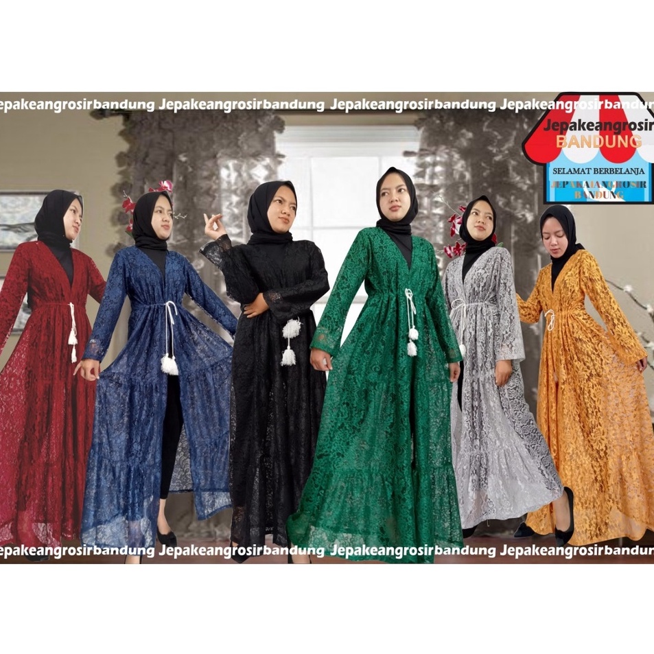 Baru☆➳ Dress Outer Brukat /Brukat Gliter/Outer Brukat Panjang /Outer Dress Wanita Kekinian Termurah 