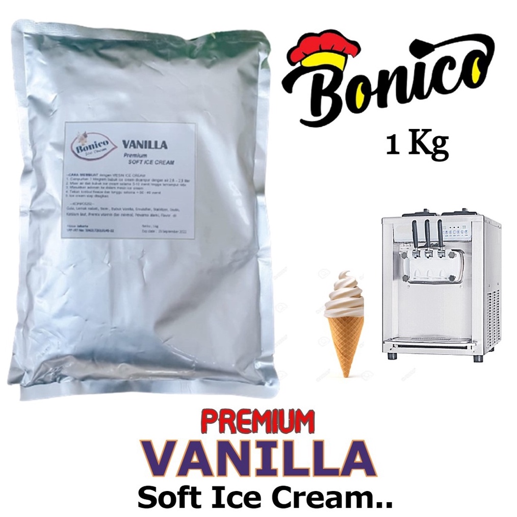 

SQBZ3702 BONICO VANILLA SOFT ICE CREAM POWDER 1kg PREMIUM RESTO bubuk es krim mesin lembut VANILA cone frizco