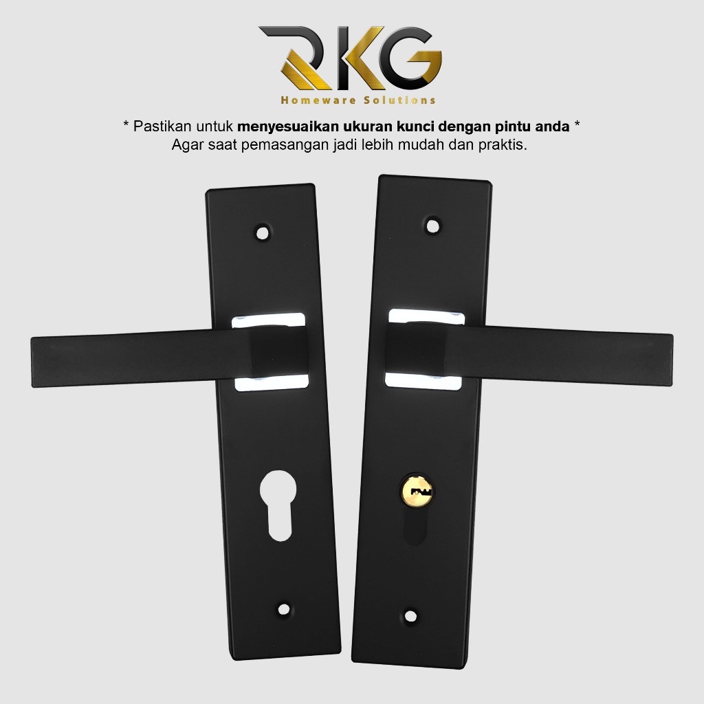 Rkg Set Kunci Pintu Tanggung Kotak Lengkung Hitam / Set Gagang Pintu