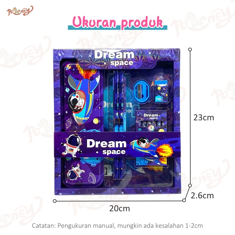 

H7Y Poney Kotak pensil anak set Stationery untuk hadiah anak Sekolah kotak pensil karakter Alat