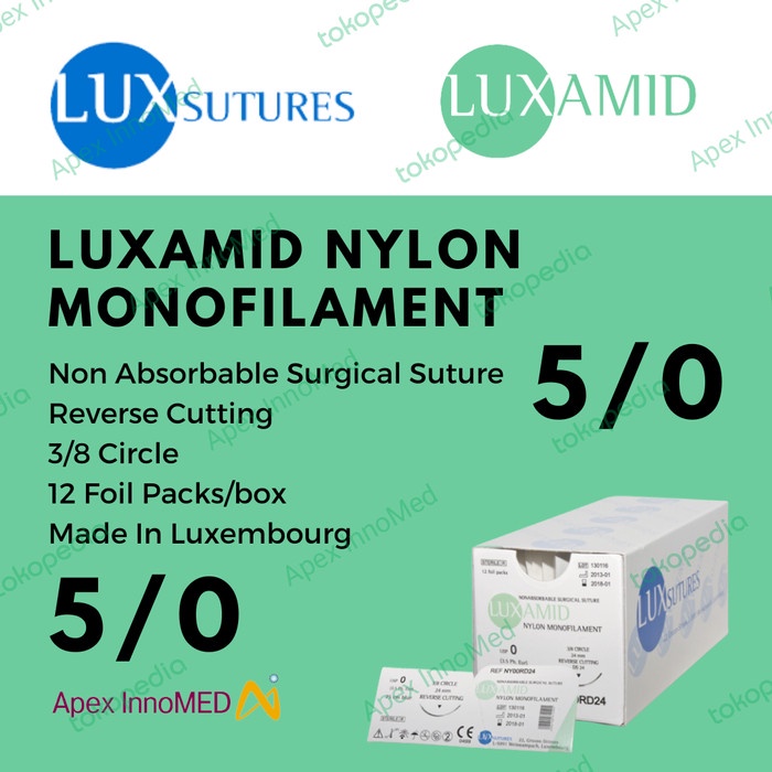 

BENANG JAHIT - LUXSUTURE - LUXAMID NYLON 5/0 REVERSE CUTTING