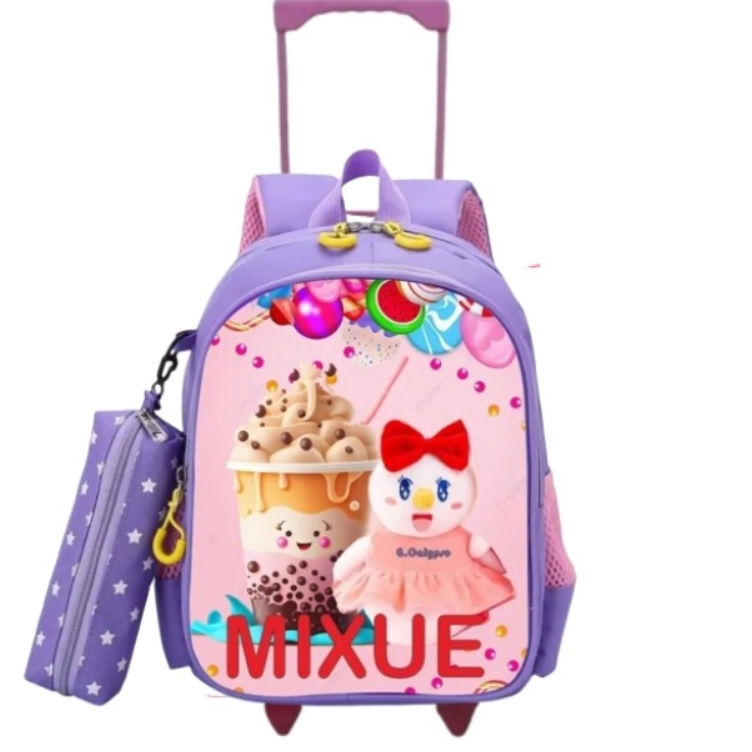 Stok terbaru troli mixue premium - tas roda anak perempuan - cod - bayar di tempat - tas dorong mixu
