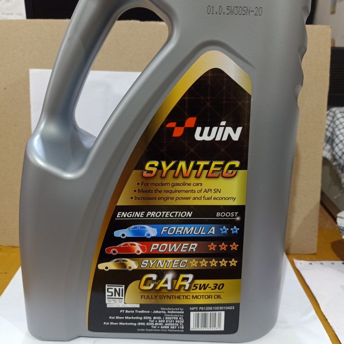 Oli Mesin Win Syntec Car Sae 5W30 Fully Synthetic Api SN (4L) terbaik