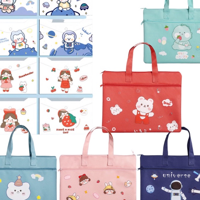 

[M-K☛➸D) tas les buku books hand bag cute map a4 stationary organizer paper kertas- berkualiitas..
