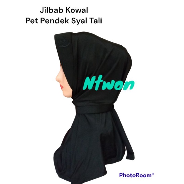 JILBAB KOWAL HITAM LOGO KOWAL PREMIUM SPANDEK SUTRA