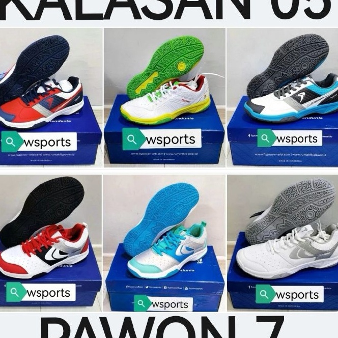 (O-11P> [Boleh Tukar Ukuran] Sepatu Badminton Flypower Plaosan Pawon Kalasan 4 5 7 04 05 Agripina Ar