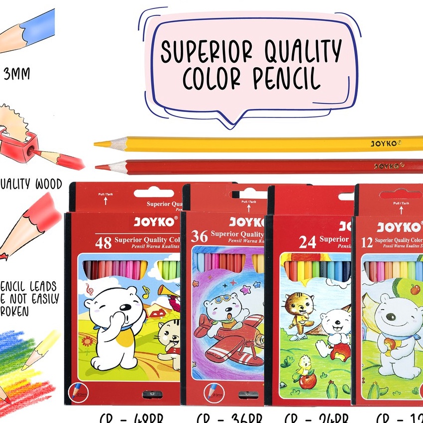 

[♥ ☞I11N> Joyko Pensil Warna Superior Quality Color Pencils Hexagonal Grip PB berkualiitas.