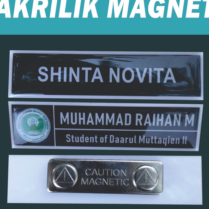 

(K 3X➸♡) Name Tag magnet akrilik ukuran PxL 2x8 cm/ langsung.kiirim..!