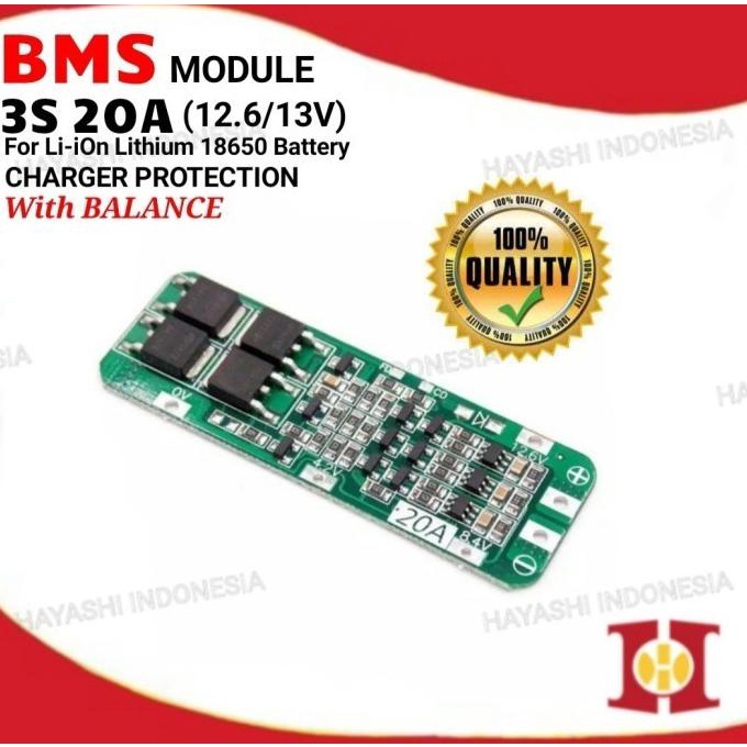 Modul BMS Battery Charger Protection Pelindung Baterai 18650 3S 20A