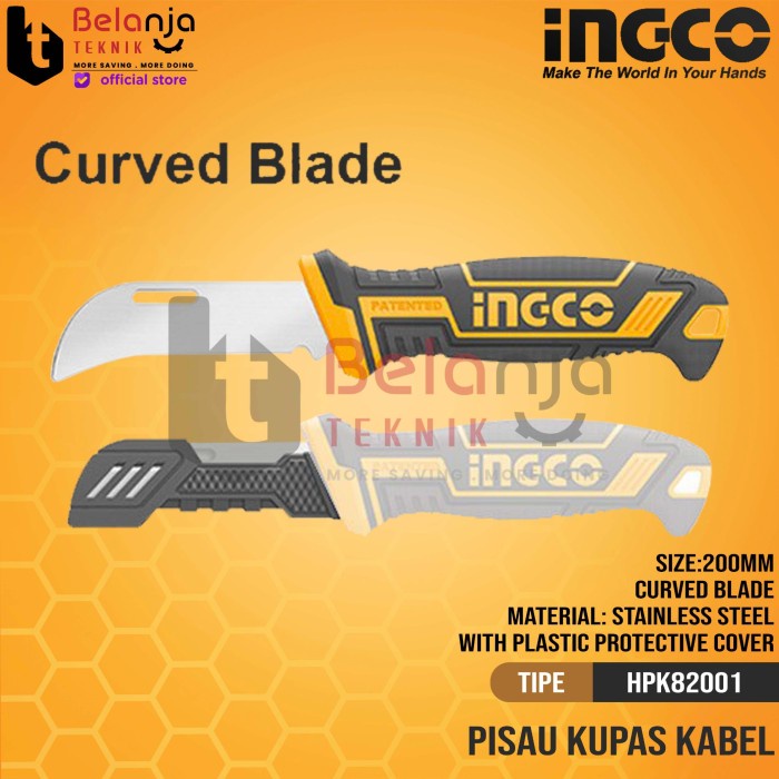

Ingco Cable Stripping Knife Curved 8 Inch Pisau Kupas Kabel HPK82001 keren