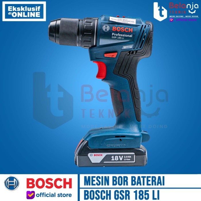 Bosch Mesin Bor Baterai Impact Drill Cordless GSR 185-Li 18V 2 Baterai keren
