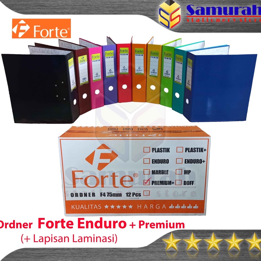 

➧Ready✿➽ Ordner Forte Premium Enduro + Laminasi Ukuran Folio / F4 Punggung 75 mm Warna Warni / Map File 2 Lubang / Bolong Besi Samping Dokumen / Berkas Y81