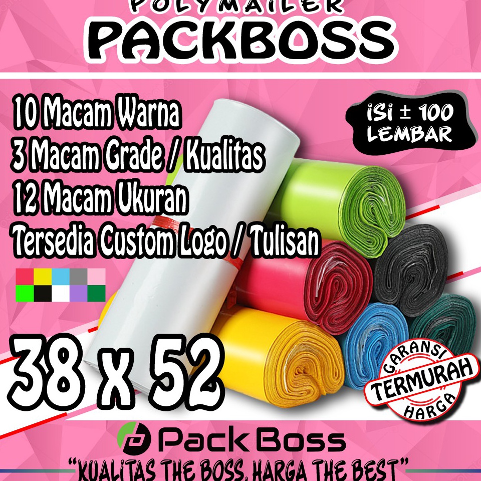 

56 POLYMAILER PACKBOSS 38X52 ISI ±100 *KUALITAS TEBAL, HARGA PABRIK TERMURAH* 6lz89