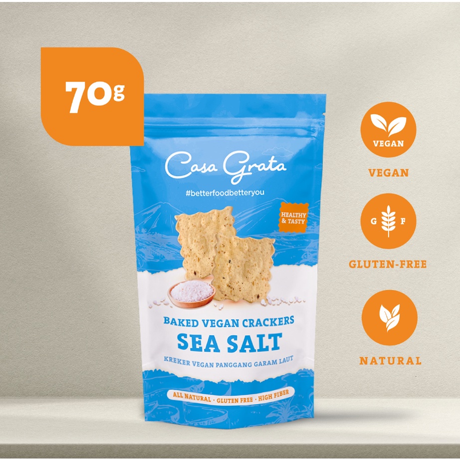 

Casa Grata - Sea Craers / Keripik Garam Laut / Makanan Sehat / Makanan Vegan / Gluten Free / Calan