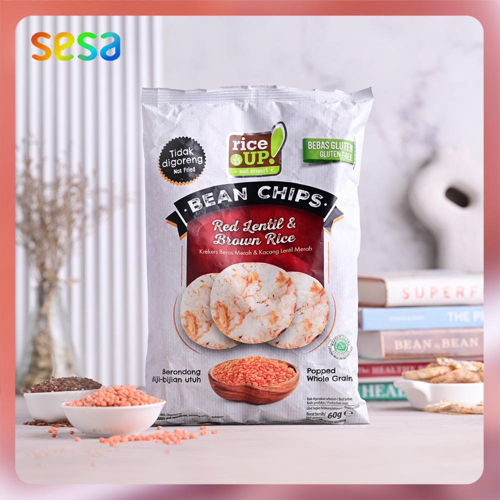 

Rice Up ! Wholegrain Brown Rice Chips Red Lentil 60 G (Sna Sehat)