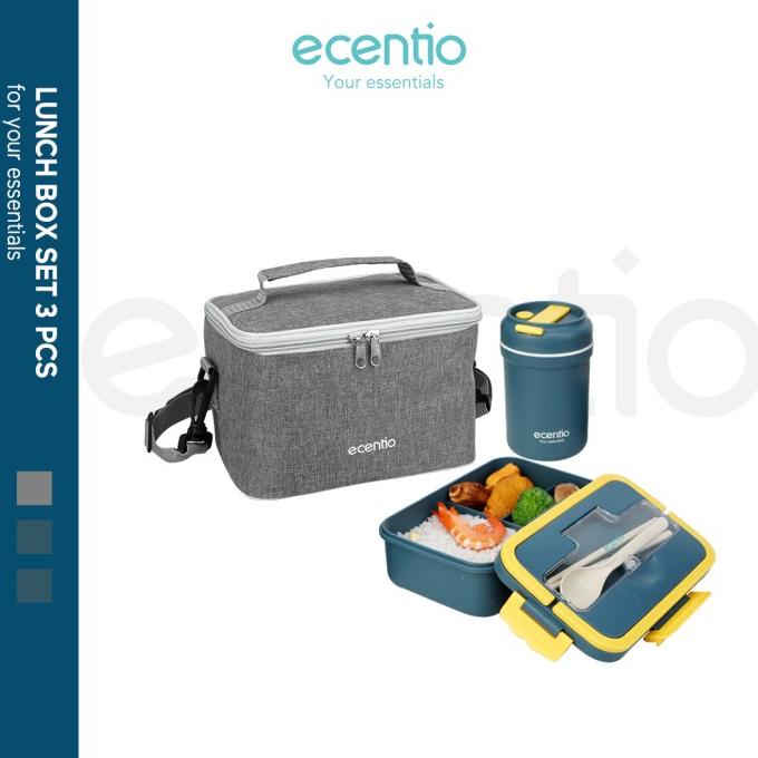 ecentio 1 L lunch box set kotak makan anti tumpah lunch bag BPA Free