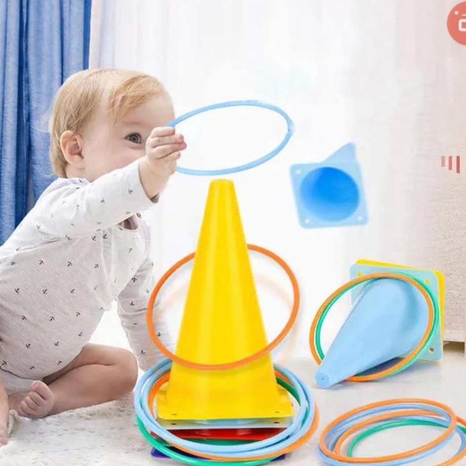 •Etv Mainan edukatif anak Lempar Cincin CONE KERUCUT PLUS RING LATIHAN OLAHRAGA YG25/Mainan Lempar C