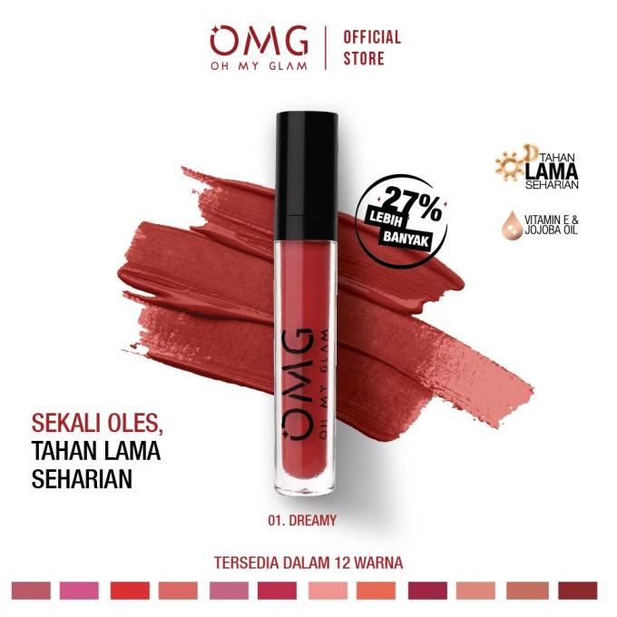 New Omg Oh My Glam Matte Kiss Lip Cream 01 Dreamy 3.5 G - Lipstick Matte Limited Edition