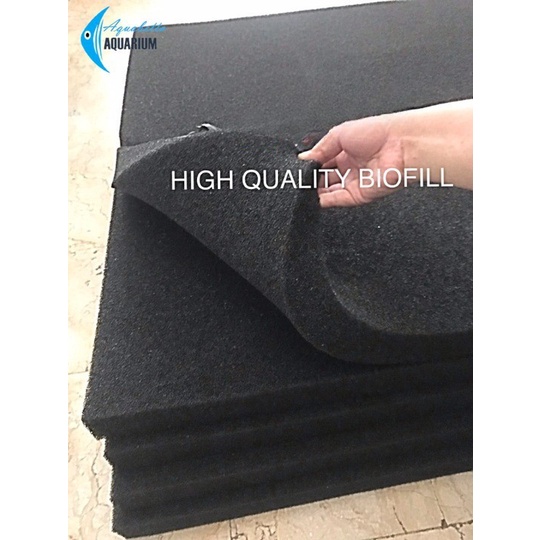 Biofoam Filter Aquarium Besar 50x50 Tebal 5cm Sponge Busa Biofil Hitam ready