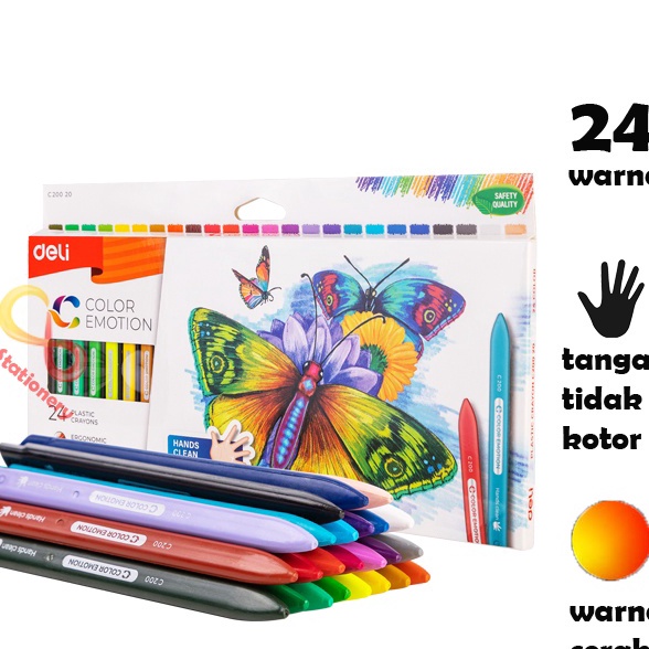 

[GU».13ご) Deli krayon plastik 24 warna anak sekolah plastic crayon - EC20020super.keren!