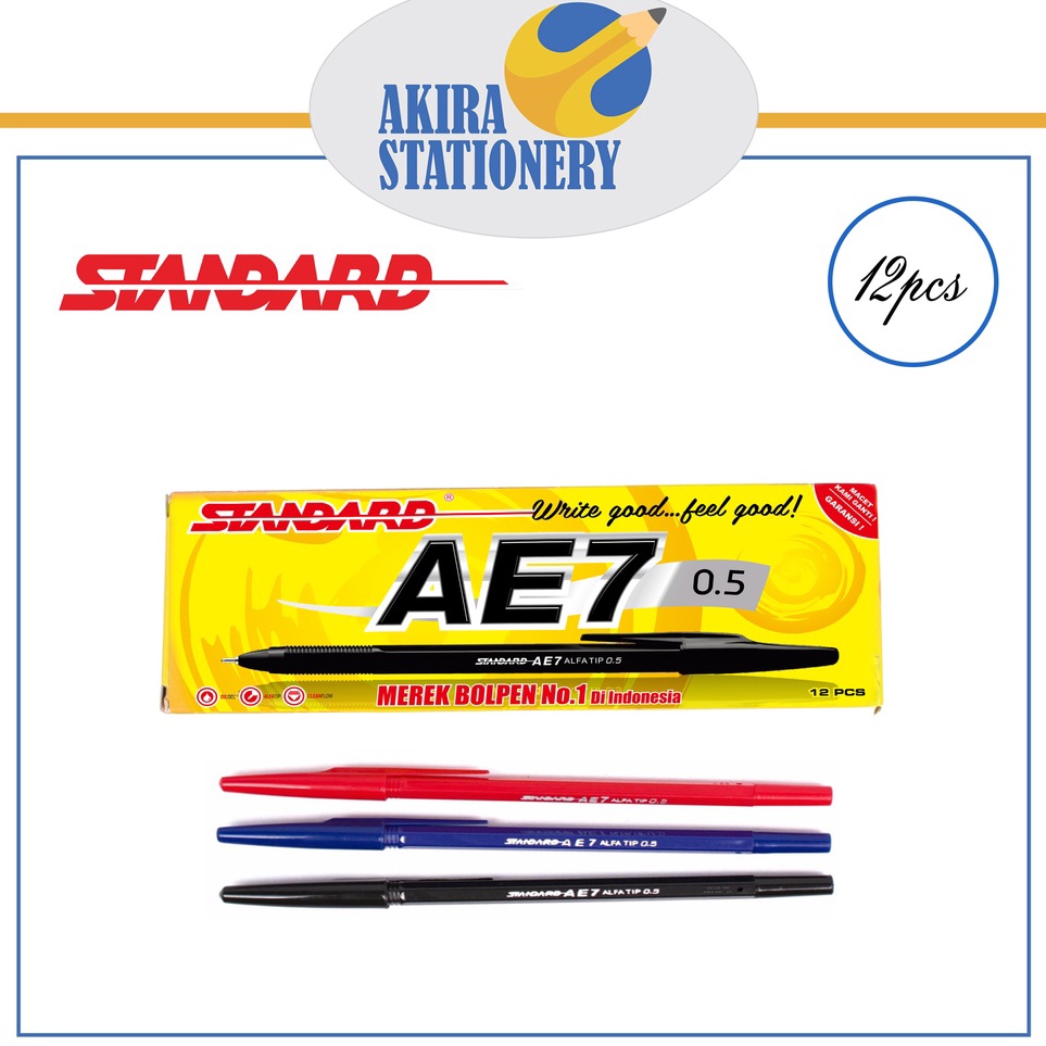 

XHSQ7702 PULPEN / PEN / PENA STANDARD AE7 0.5mm (12 PCS) [MERAH, BIRU, HITAM]
